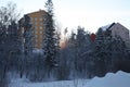 Winter time in Espoo Finland bright mordern buildings