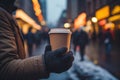 Winter Time: Hands Holding Hot Drink AI Generated