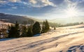 Winter time in mountainous rural area Royalty Free Stock Photo