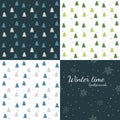 Winter time - set of seamless winter backgrounds