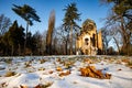 Winter time in Stirbei park , Buftea city , Romania Royalty Free Stock Photo