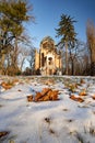 Winter time in Stirbei park , Buftea city , Romania Royalty Free Stock Photo