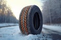 Winter tire covered in snow snowy road ice icy car wheel drive safety safe driving transportation condition change