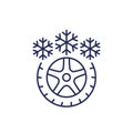 winter tire line icon on white