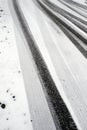 Winter tire marks Royalty Free Stock Photo