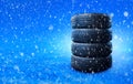 Winter tires. Banner with copy space