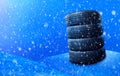 Winter tires. Banner with copy space for your text