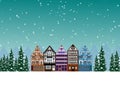 Winter town in christmas time background