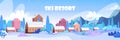 winter town snowy residential houses area ski resort concept cityscape background horizontal Royalty Free Stock Photo