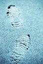 Winter traces boots snow Royalty Free Stock Photo