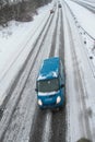Winter traffic on the motorway Royalty Free Stock Photo