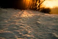 Winter trail at sunset Royalty Free Stock Photo