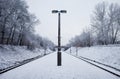 Winter train station frozen Royalty Free Stock Photo