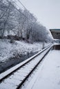 Winter train station frozen Royalty Free Stock Photo