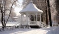 Winter tranquility embraces the old chapel spirituality generated by AI