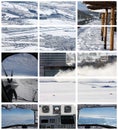 Winter transport aviation related collage Royalty Free Stock Photo