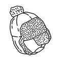 Winter Trapper Hat for Kids Icon. Doodle Hand Drawn or Outline Icon Style