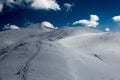 Winter travel background, snowy dunes