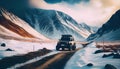 Winter travel offroad with 4x4 vehicle marvelous. Al generated