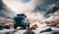 Winter travel offroad with 4x4 vehicle marvelous. Al generated