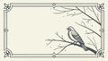 Winter Tree and Bird in Elegant Decorative Frame, vector design Generative AI Royalty Free Stock Photo