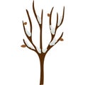 Winter tree with last leaf under snow vector icon Royalty Free Stock Photo