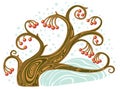 Winter tree with red berries Royalty Free Stock Photo
