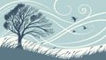 Winter Tree in Windy Landscape Vector, Seasons and Natural Elements, vector design Generative AI Royalty Free Stock Photo