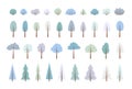 WINTER TREES. Vector set of flat Christmas trees, forest and bush. Royalty Free Stock Photo