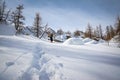 Winter trekking in a beautiful sunny day. Gran Paradiso National Park, Italy Royalty Free Stock Photo