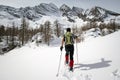 Winter trekking in a beautiful sunny day. Gran Paradiso National Park, Italy Royalty Free Stock Photo