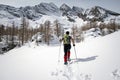 Winter trekking in a beautiful sunny day. Gran Paradiso National Park, Italy Royalty Free Stock Photo