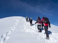 Winter trekking scene in the Italian alps Royalty Free Stock Photo