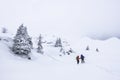 Winter trekking scene in the Italian alps of Valsassina Royalty Free Stock Photo