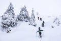 Winter trekking scene in the Italian alps of Valsassina Royalty Free Stock Photo