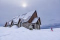 Winter trekking scene in the Italian alps of Valsassina Royalty Free Stock Photo