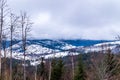 Winter trip to the Carpathian Mountains. High mountain valley in winter Royalty Free Stock Photo