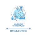 Winter trip to sunny place concept icon