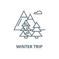 Winter trip vector line icon, linear concept, outline sign, symbol