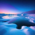 Winter Tundra Landscape with Cold Lake and Polar Lights Art Work Spectacular Gorgeous Arctic Aurora Borealis Above