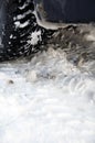 Winter tyre on snow Royalty Free Stock Photo