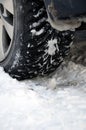 Winter tyre on snow Royalty Free Stock Photo
