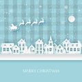 Winter urban countryside landscape village with cute paper houses Royalty Free Stock Photo