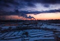 Winter urban zone at suburbs of Moscow background Royalty Free Stock Photo