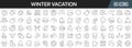 Winter vacation line icons collection. Big UI icon set in a flat design. Thin outline icons pack. Vector illustration EPS10 Royalty Free Stock Photo