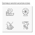 Winter vacation line icons set