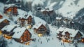 Winter vacation in snowy mountain village, alpine resort. Christmas holiday, skiing in Europe, Royalty Free Stock Photo
