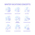 Winter vacations concept icons set Royalty Free Stock Photo