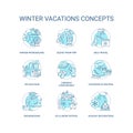 Winter vacations concept icons set Royalty Free Stock Photo