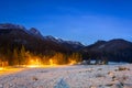 Winter valley and Mount Giewont in Tatra mountains